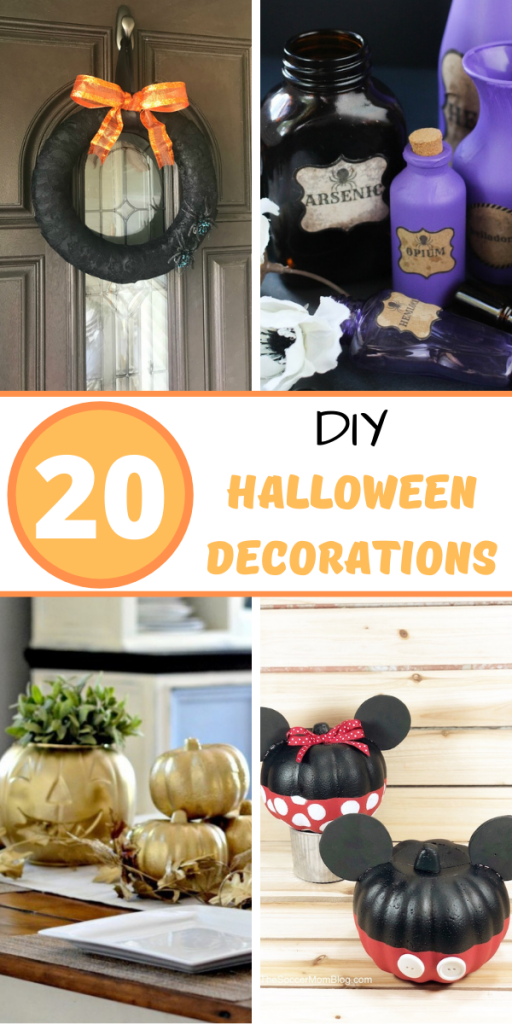 collage of 20 DIY Halloween decorations