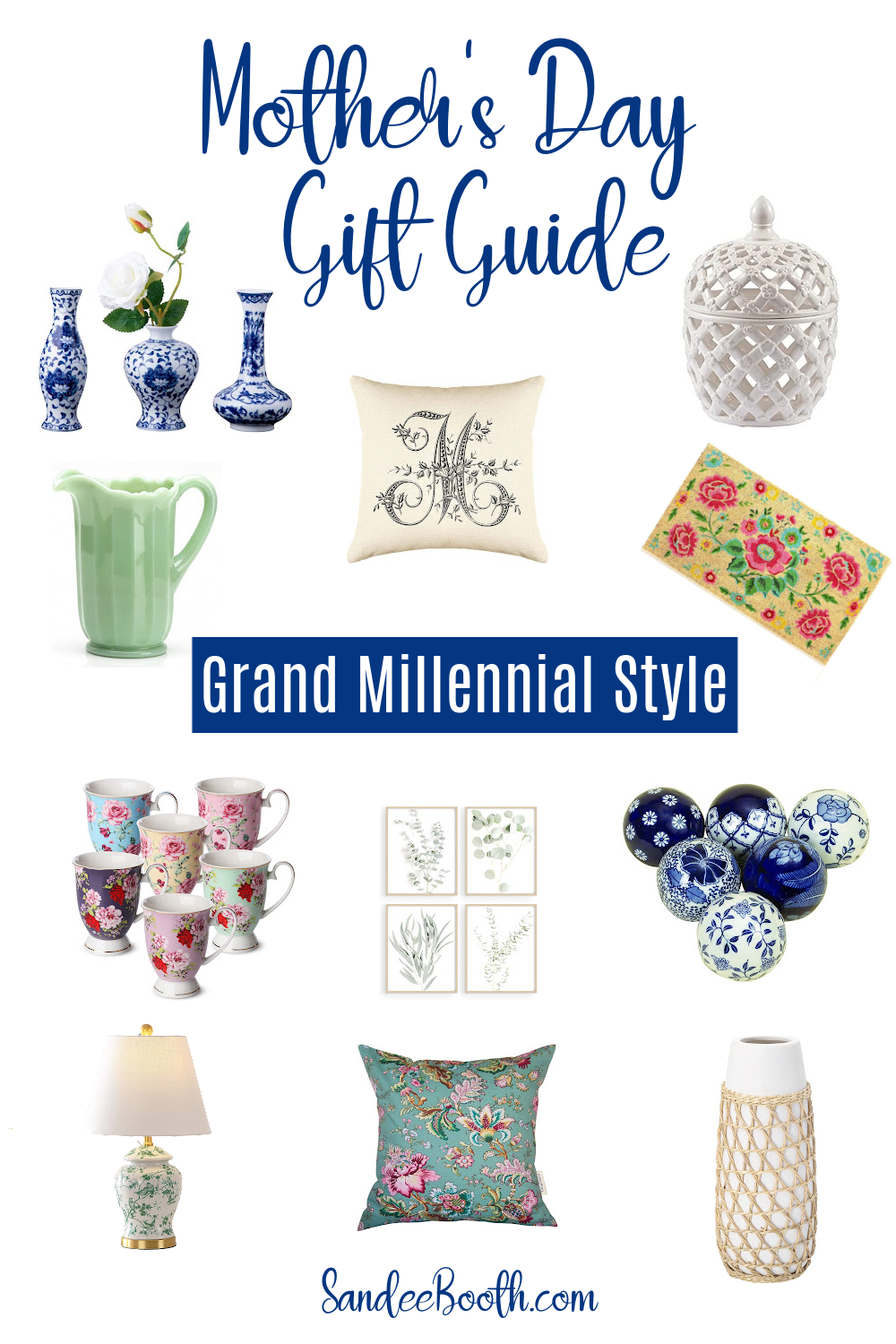 collage of Mother's Day Gift Guide Grand Millennial Style